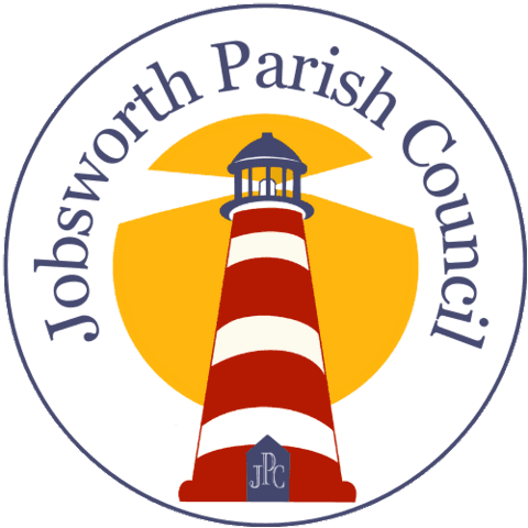 parish council logo depicting a lighthouse light piercing through the sun